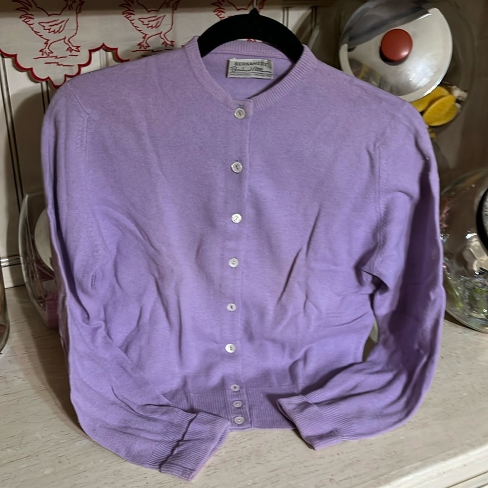 Vintage 50s lilac cardigan 75% lambswool by Bernhard Altmann